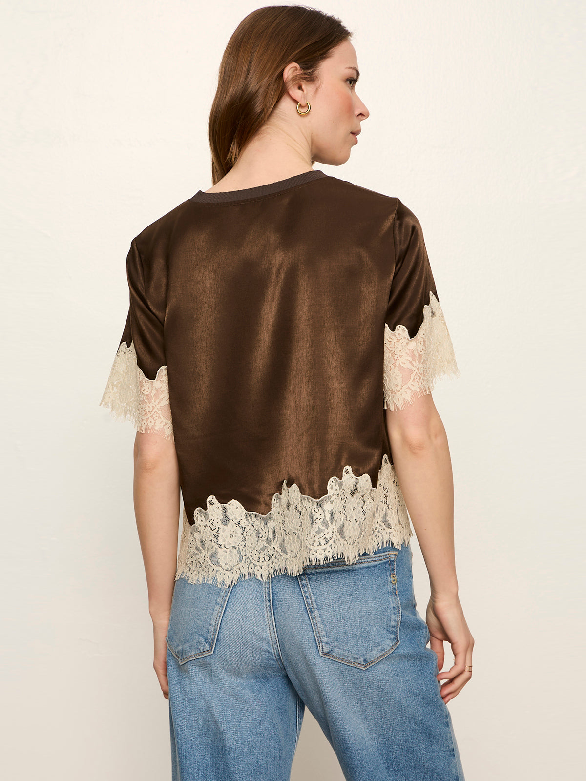 Satin Lace Top - Espresso Martini