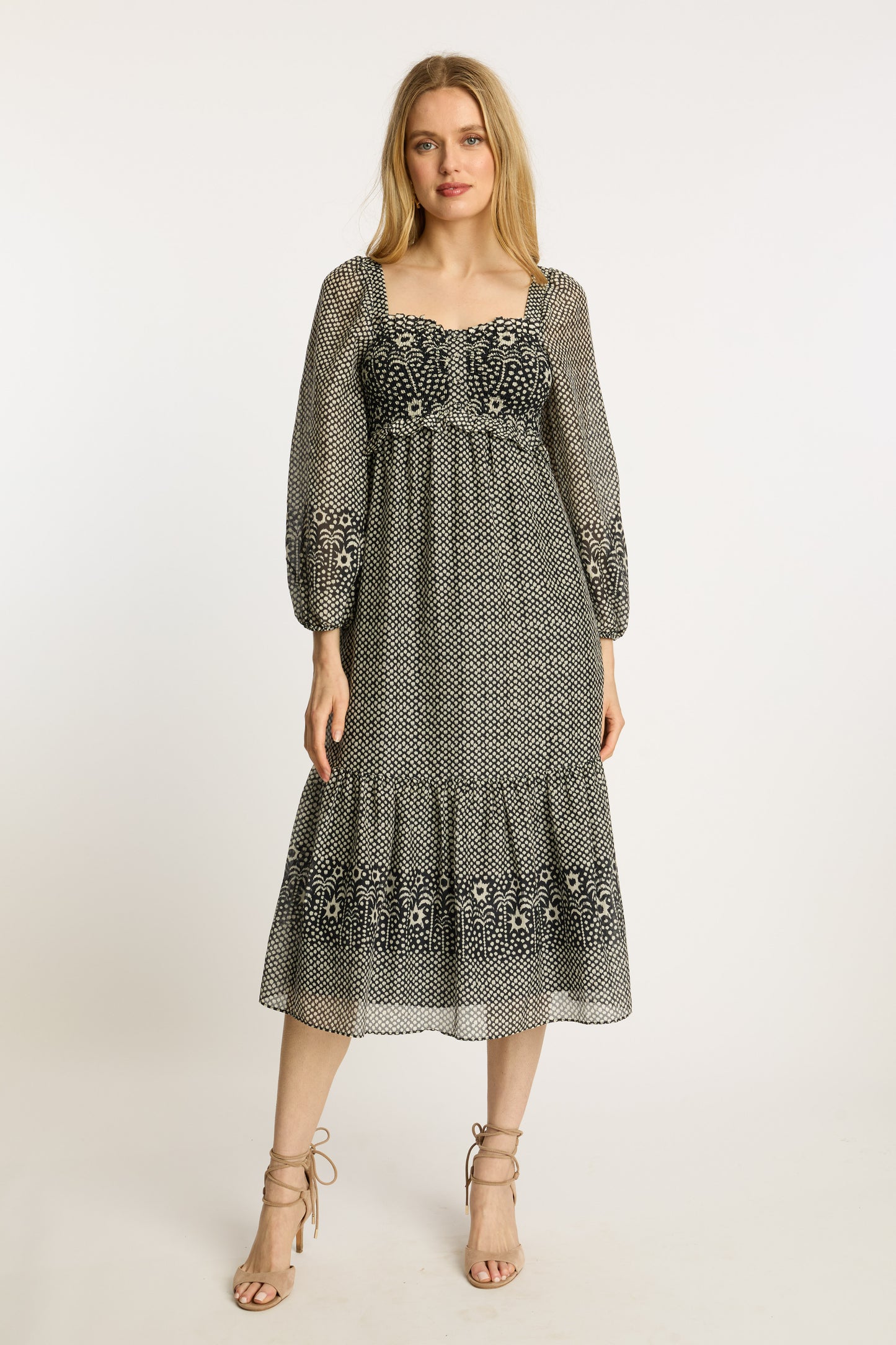 Elora Dress in Indigo Dot