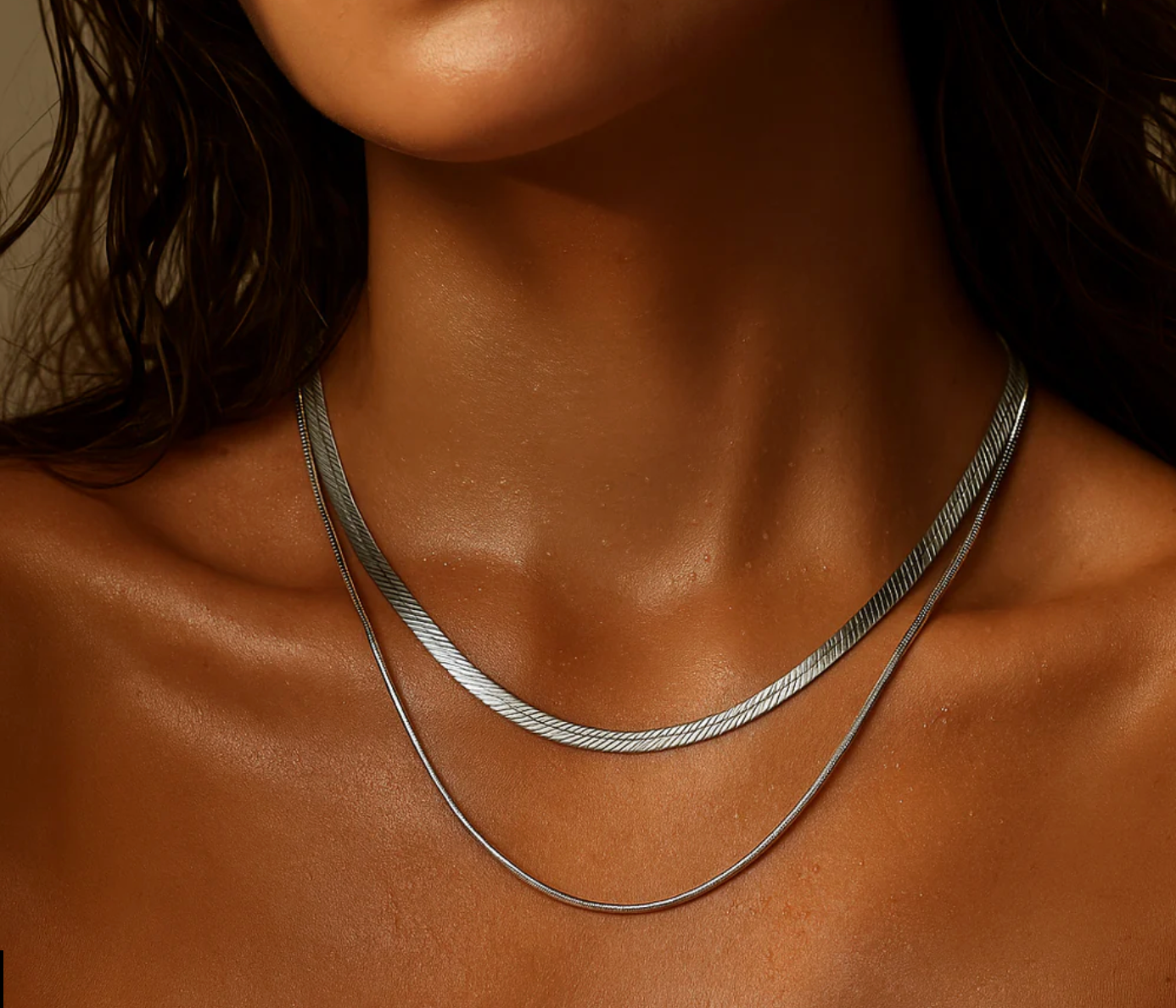 Cassia Double Chain Necklace - Silver