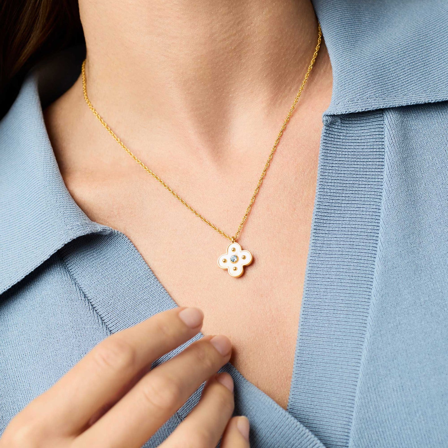 Colette Delicate Necklace - Chalcedony Blue
