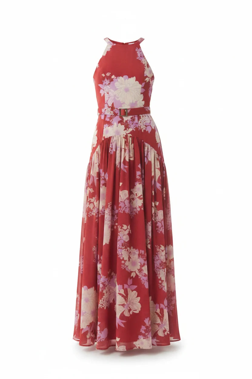 Abbey Dress - Red/Ivory