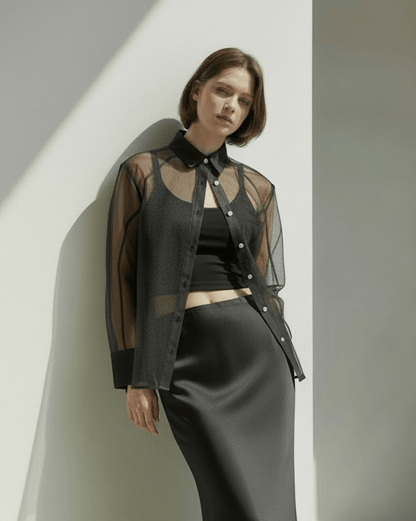 Sheer Silk Shirt - Black