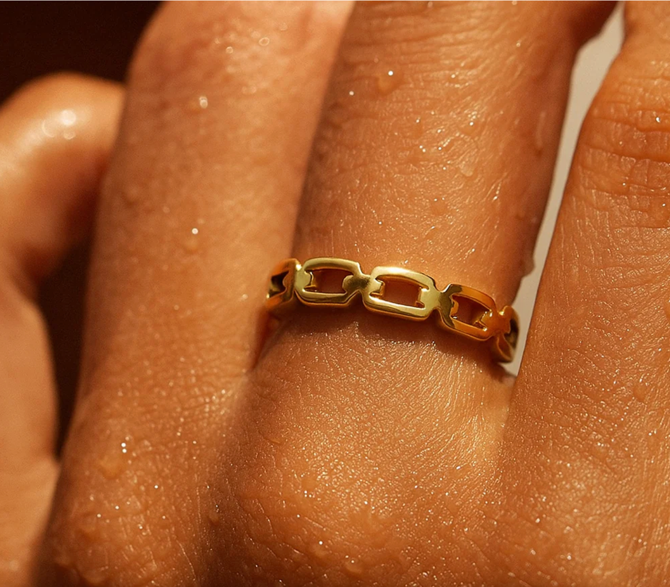 Billy Dainty Chain Ring - Gold - 8