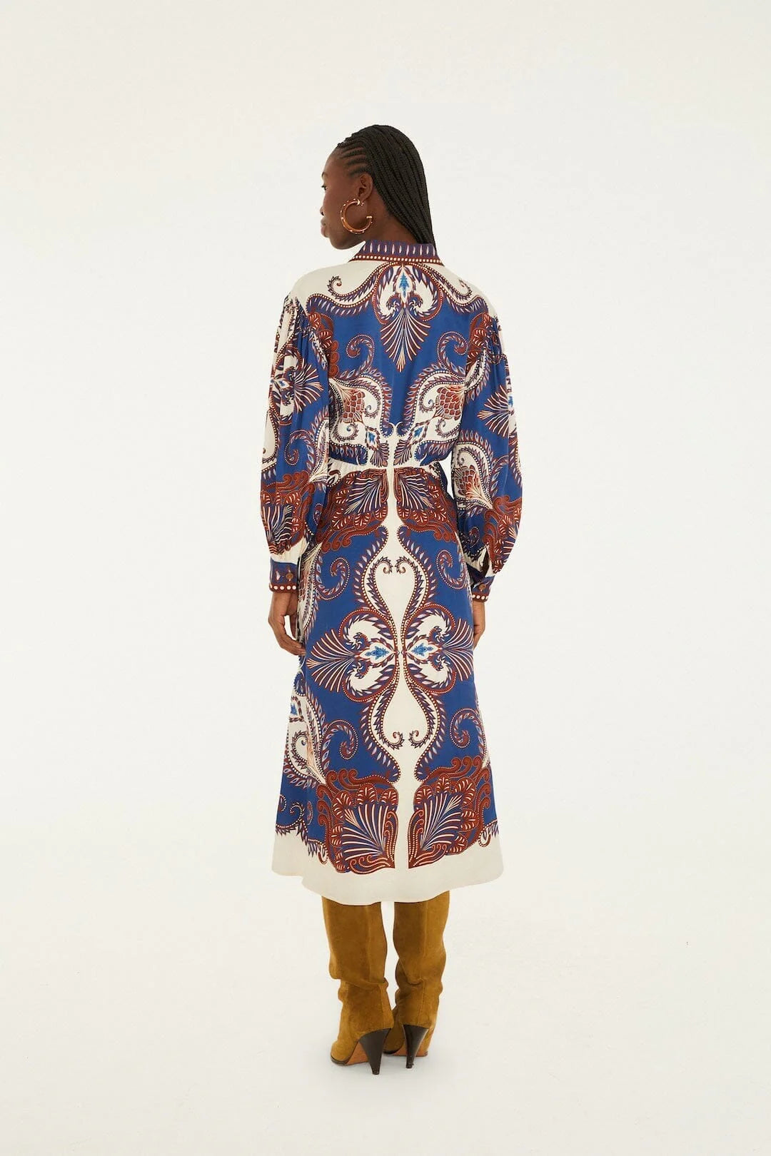 Arabesque Scarf Blue Midi Dress