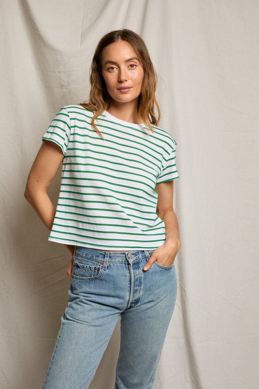 Everett Jersery Stripe Boxy Crewneck Tee
