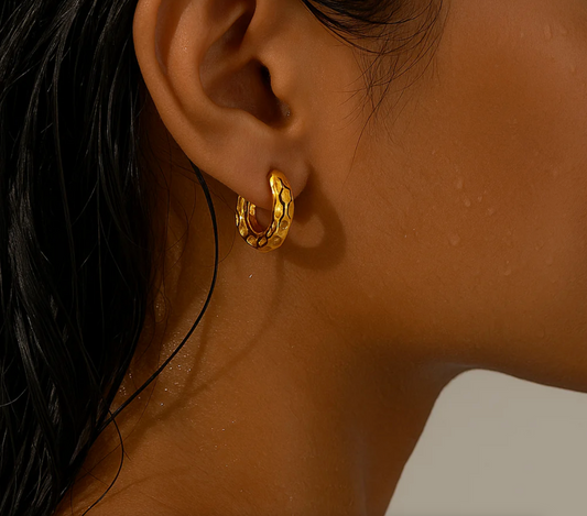 Blakely Hammered Mini Hoop Earring - Gold