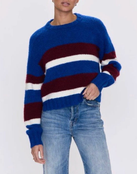Adina Sweater - Azure Claret Stripe