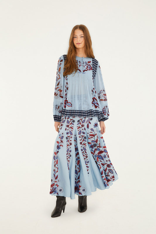 Marcelle Soft Blue Long Sleeve Blouse