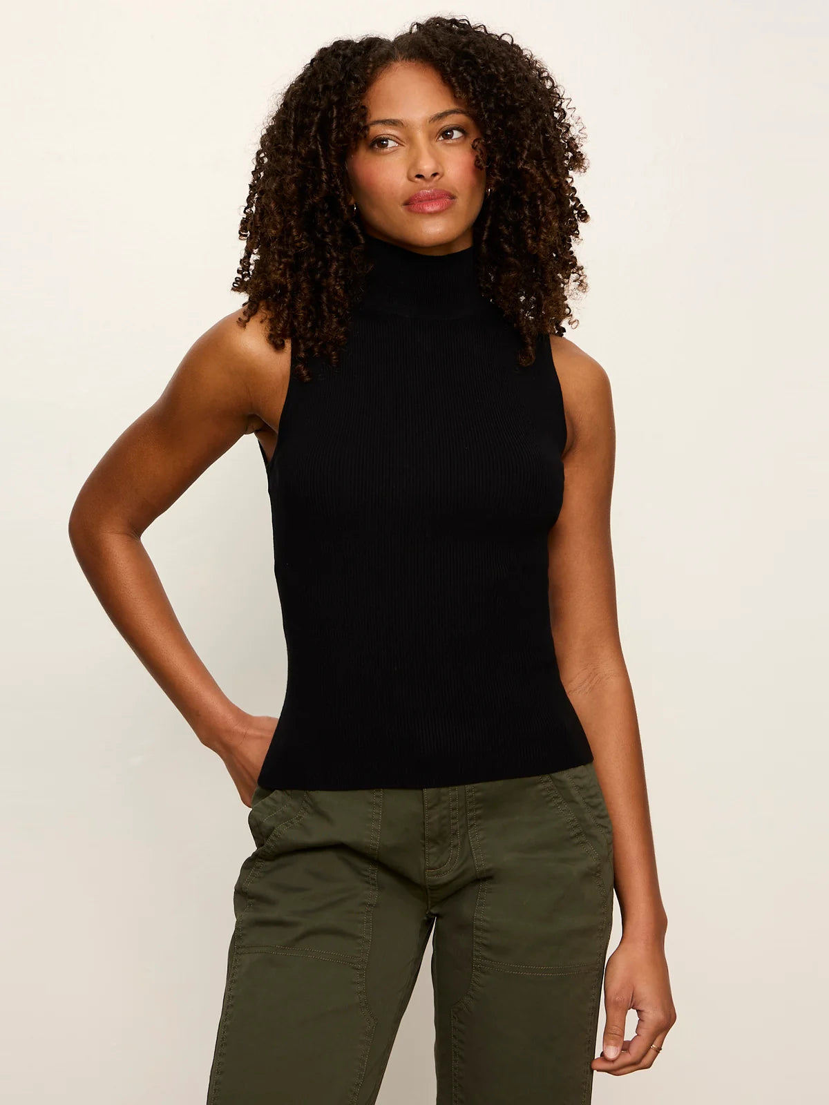 Nova Mock Neck Tank - Black