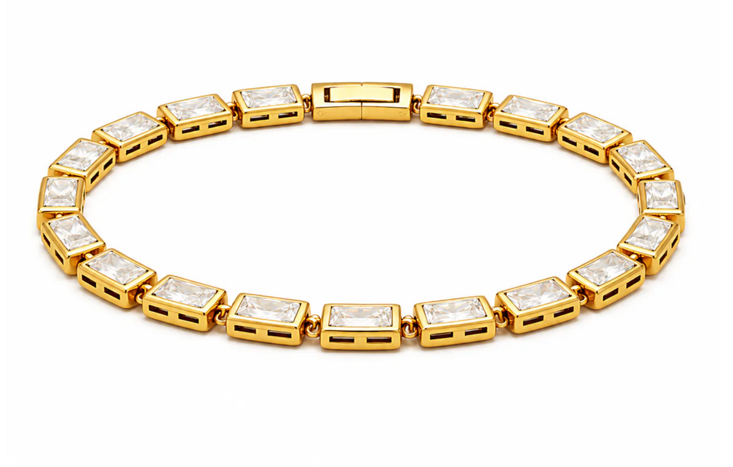 Monroe Baguette Bezel Tennis Bracelet - Gold