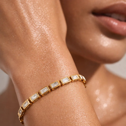 Monroe Baguette Bezel Tennis Bracelet - Gold