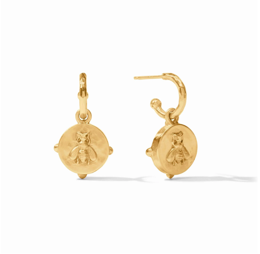 Honeybee Hoop and Charm Earring - Clear Crystal