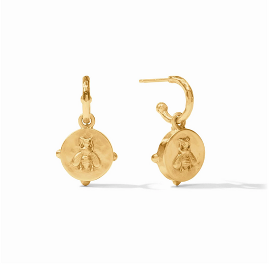 Honeybee Hoop and Charm Earring - Clear Crystal