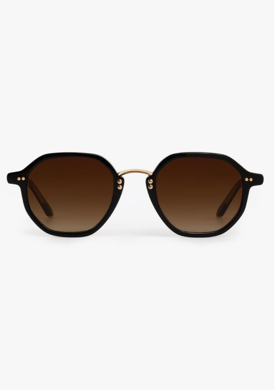 Dakota Sunglasses- Black/Black Tea 18K