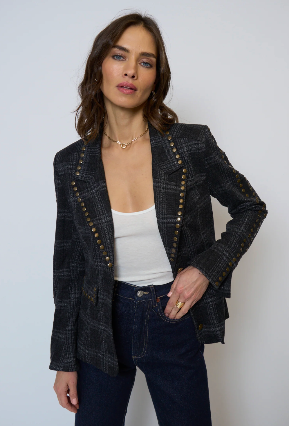 Jay Plaid Studded Jacket