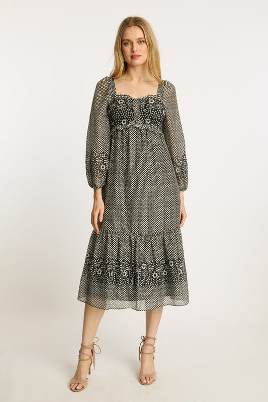 Elora Dress in Indigo Dot