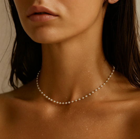 Sheena Pearl Choker Necklace - Gold