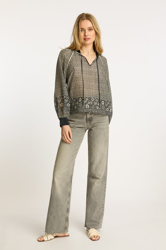 Sophie Top in Indigo Dot