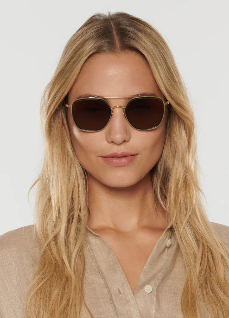 Austin Sunglasses - 18K Titanium/Bottle Green/Zulu