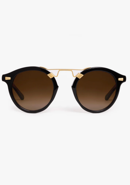 STL II Sunglasses - Black/Black Tea 18K