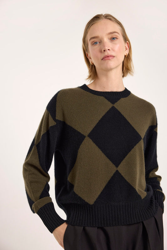 Avery Argyle Crew Sweater