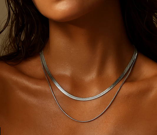 Cassia Double Chain Necklace - Silver