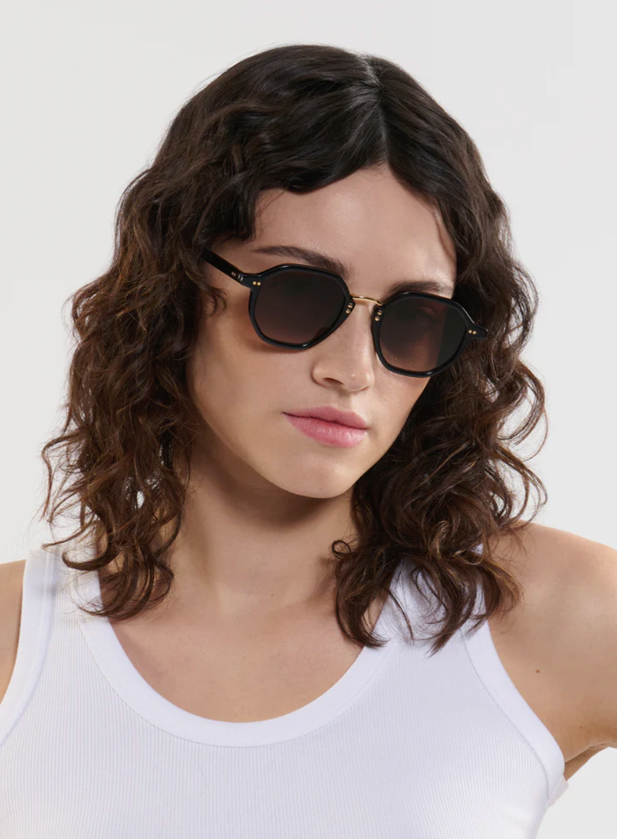 Dakota Sunglasses- Black/Black Tea 18K