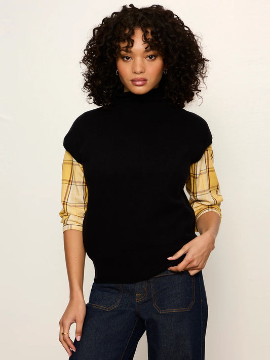 Mock Neck Sweater Shell - Black