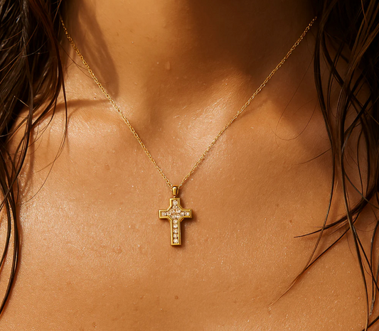 Wyatt Mini Cross Pendant Necklace - Gold