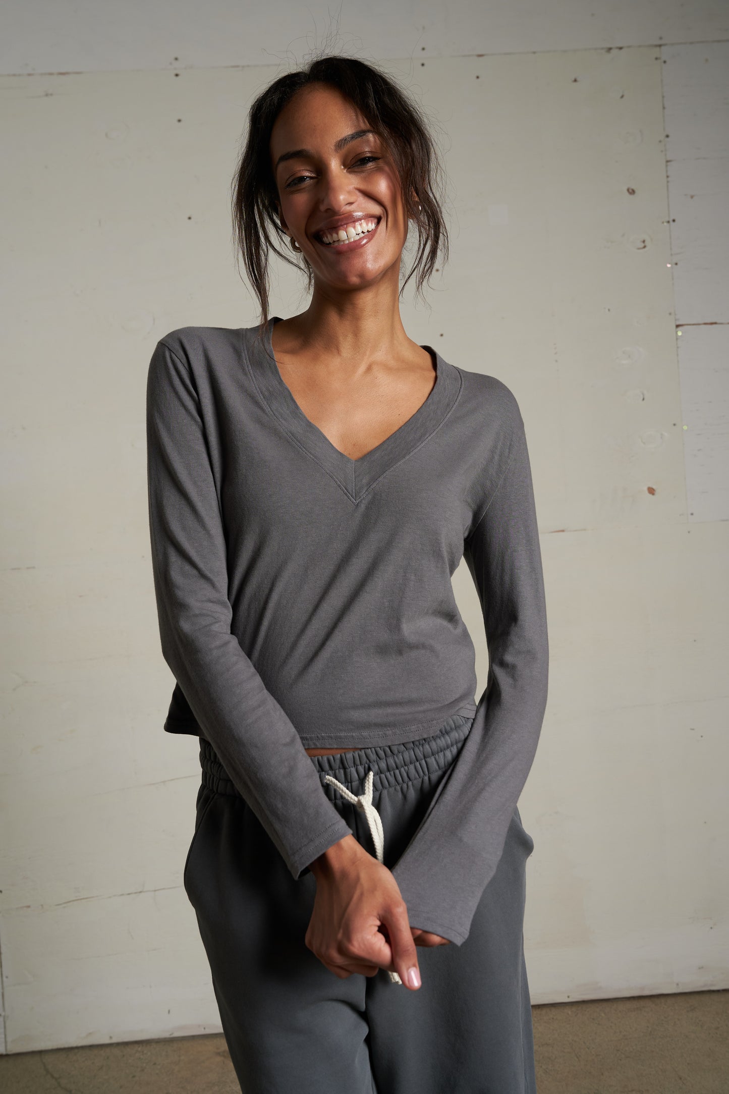 Fiona Long Sleeve Recycled V Neck