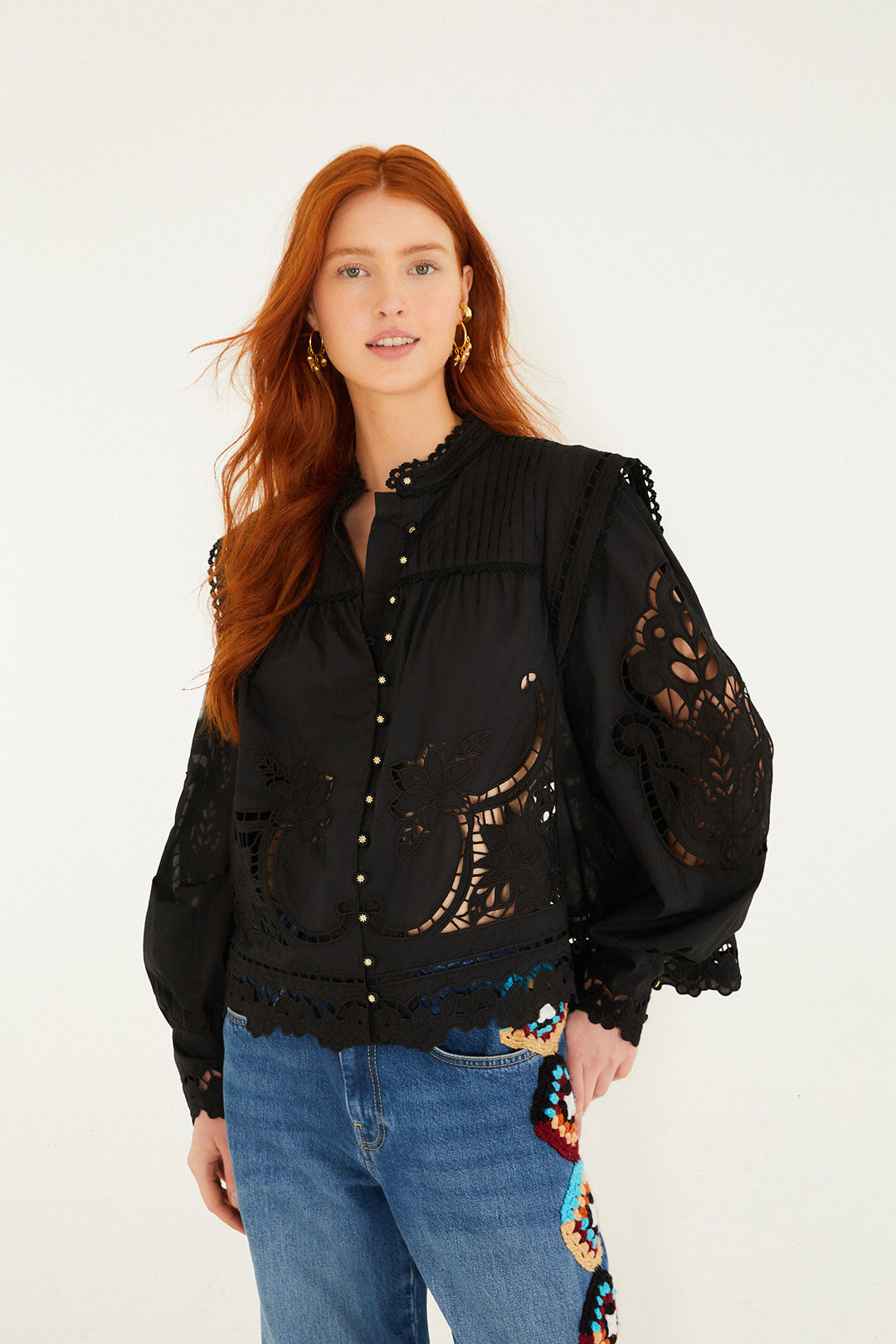 Black Richilieu Blouse
