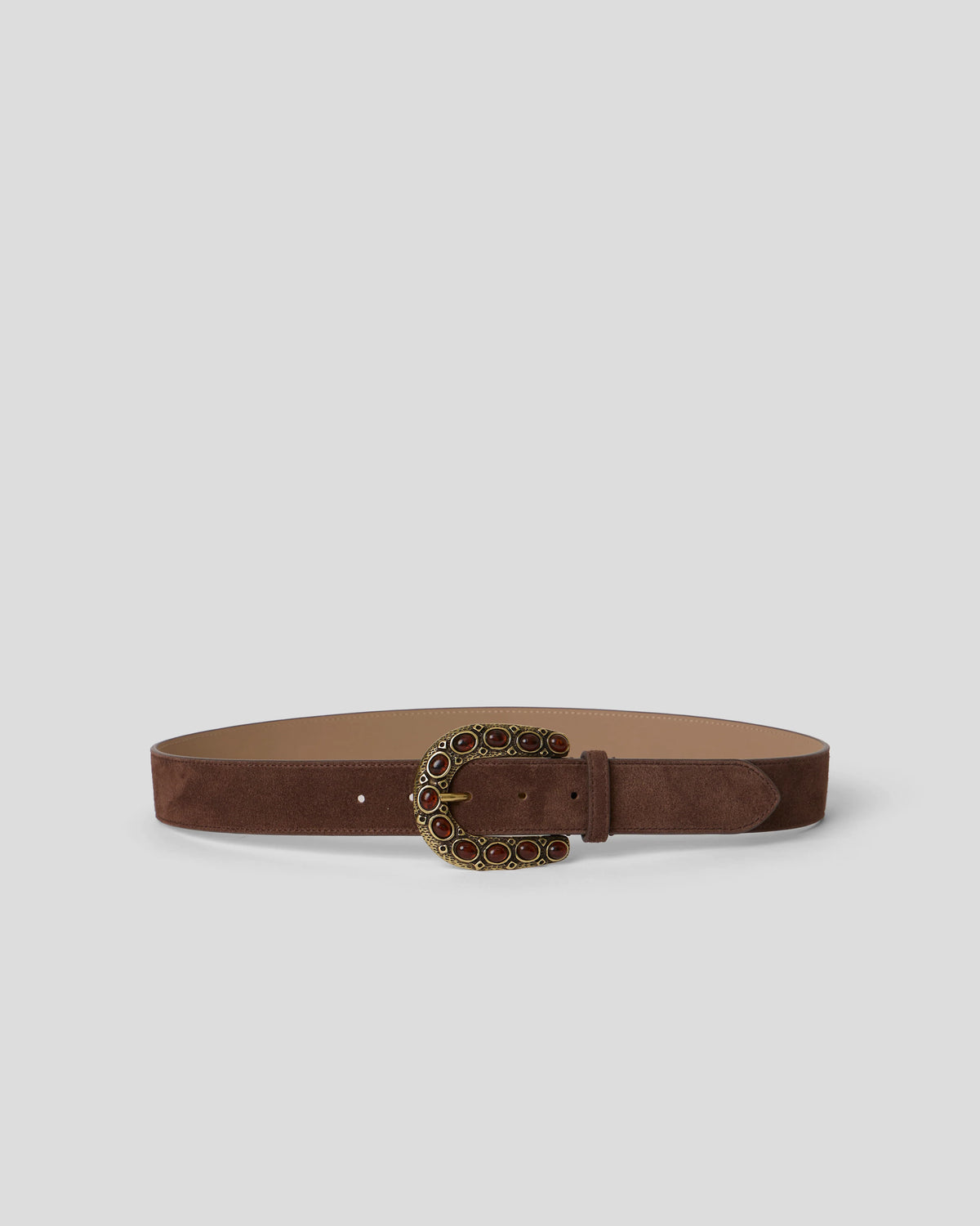 Charles Suede Belt - Chocolate Brass