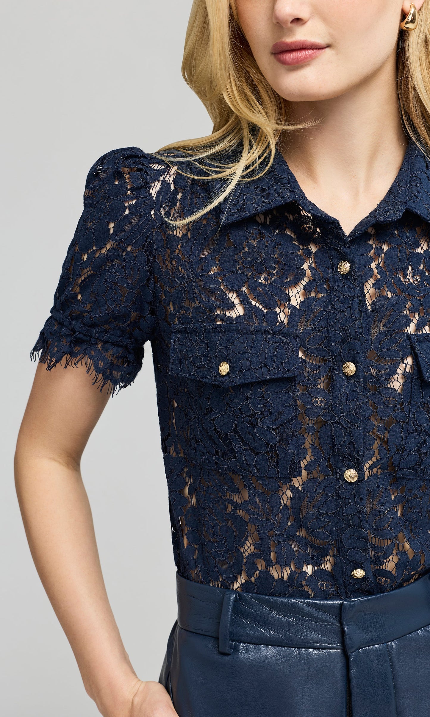 Mikaelle Lace Shirt - Peacock