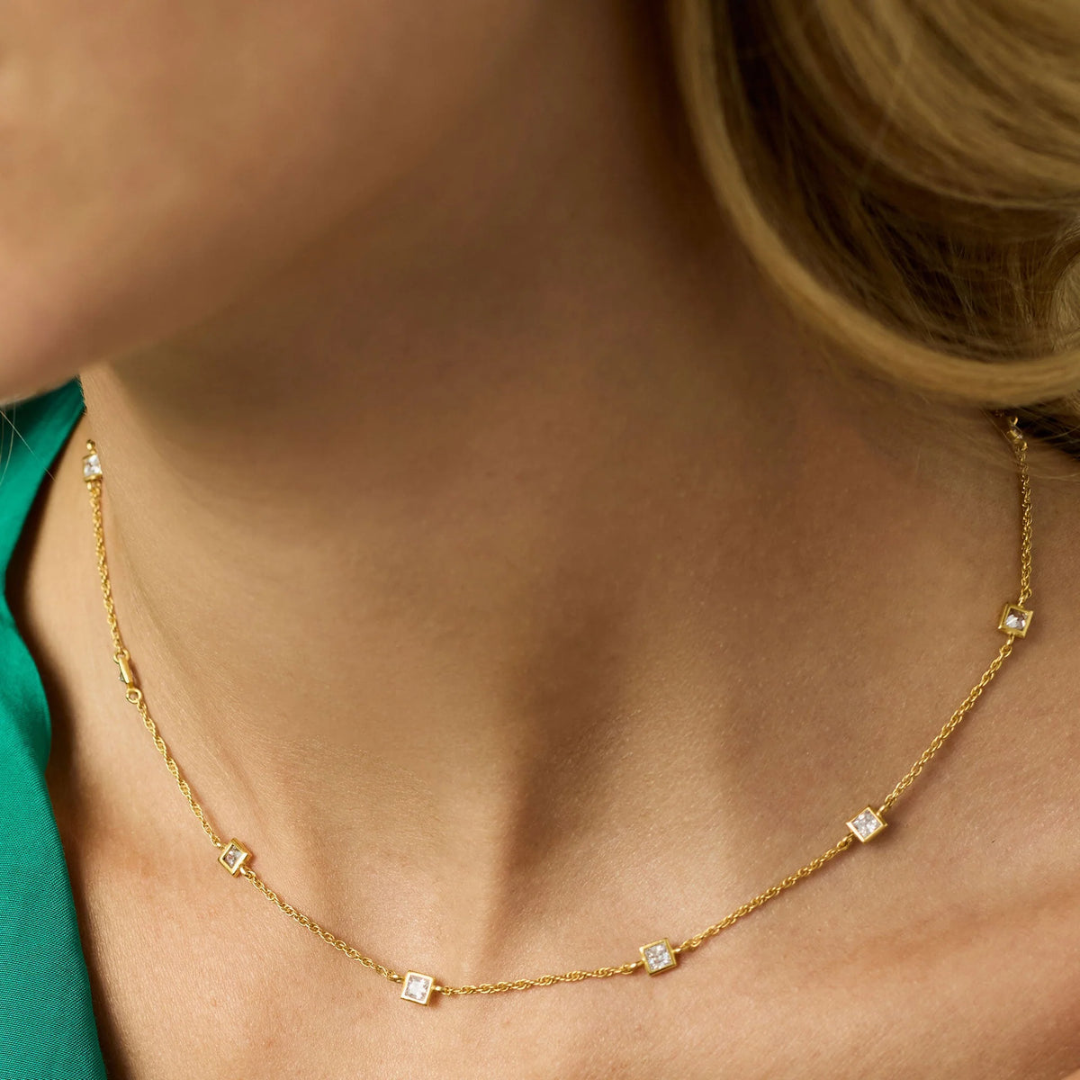 Jolie Delicate Station Necklace - CZ