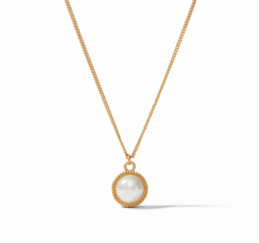 Fleur de Lis Solitaire Necklace - Pearl