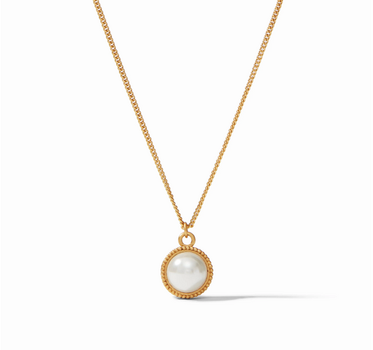 Fleur de Lis Solitaire Necklace - Pearl