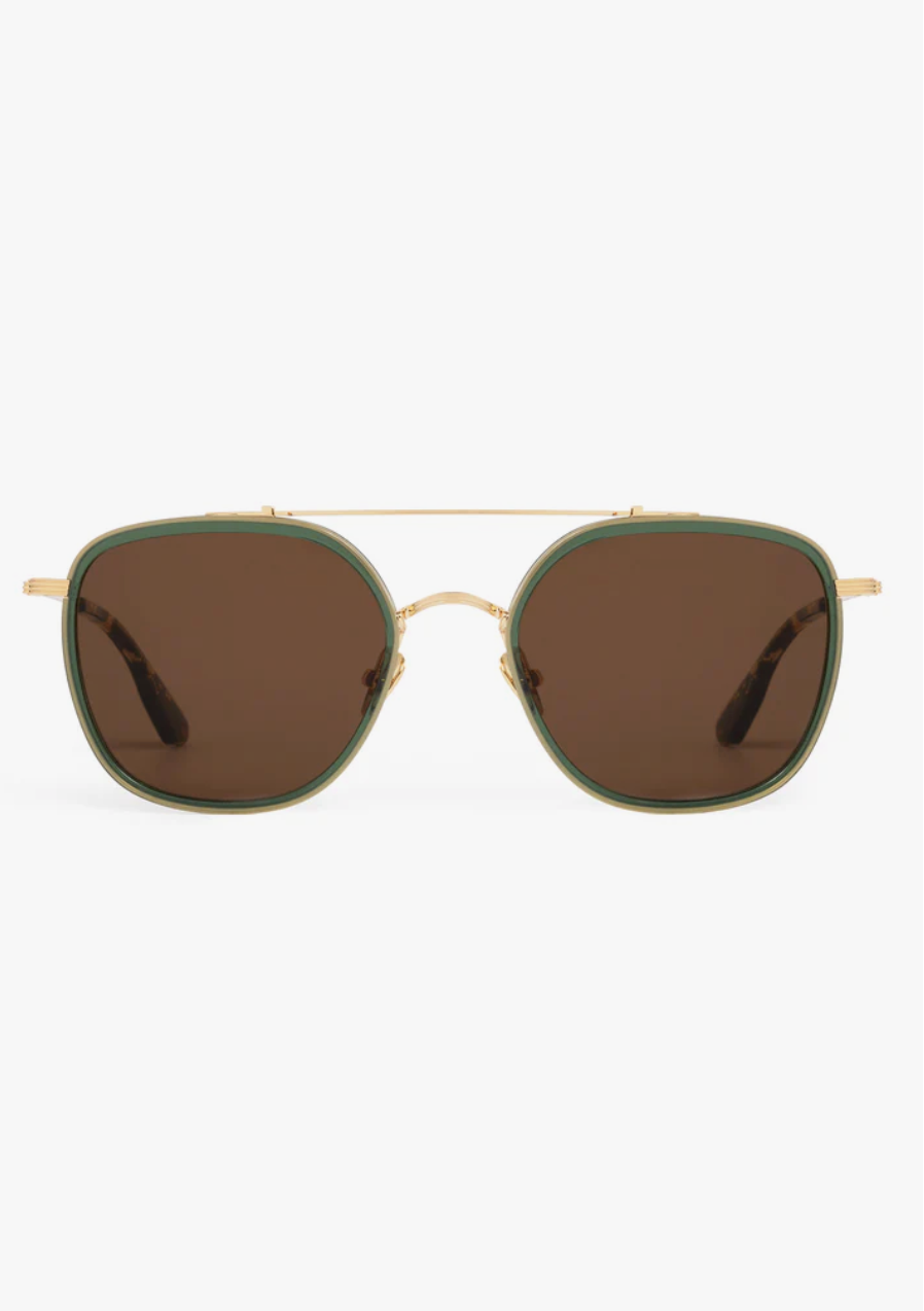 Austin Sunglasses - 18K Titanium/Bottle Green/Zulu