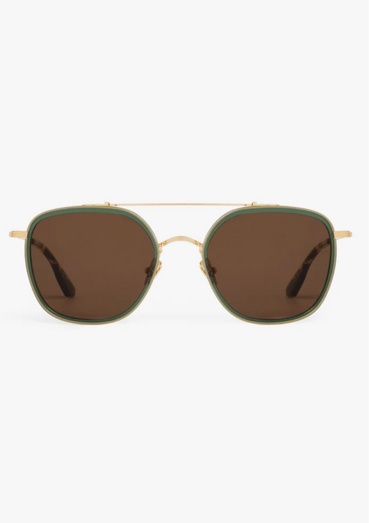 Austin Sunglasses - 18K Titanium/Bottle Green/Zulu