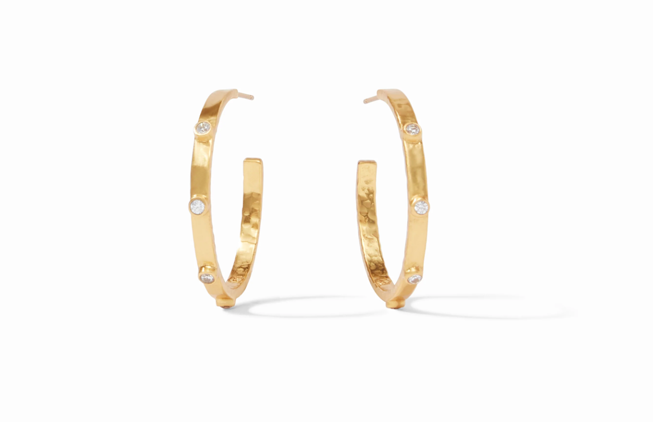 Crescent Stone Hoop - CZ - L