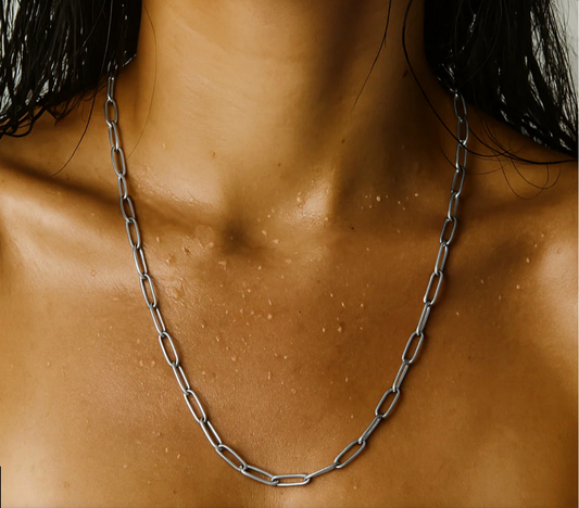 Jayden Paper Clip Chain Necklace - Silver