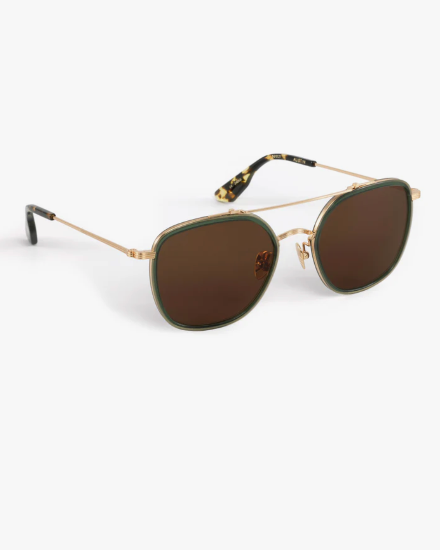 Austin Sunglasses - 18K Titanium/Bottle Green/Zulu