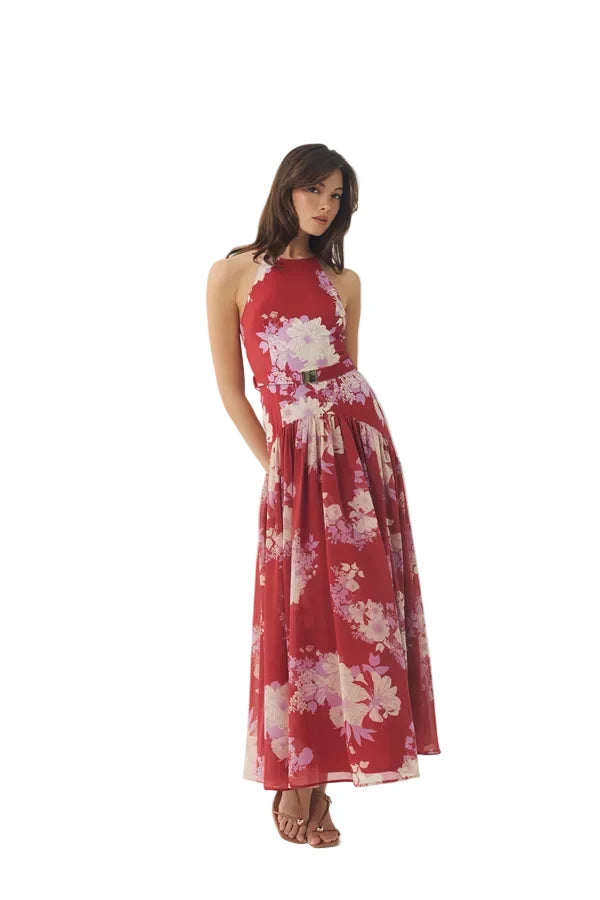 Abbey Dress - Red/Ivory