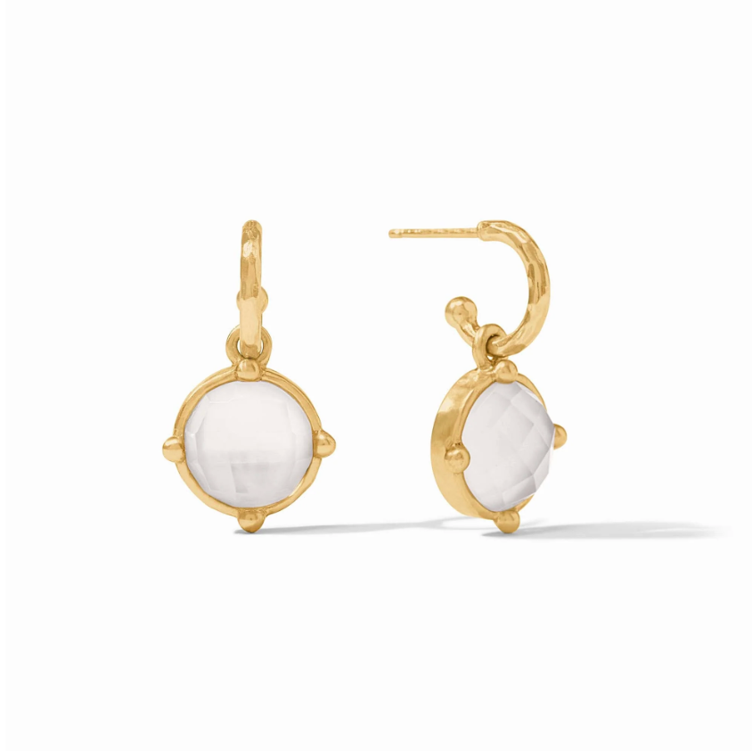 Honeybee Hoop and Charm Earring - Clear Crystal