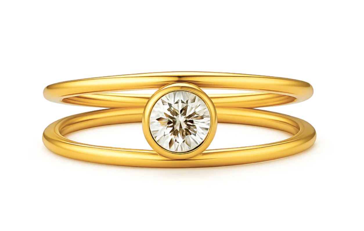 Hollis Double Layer Solitaire Ring - Gold - 8