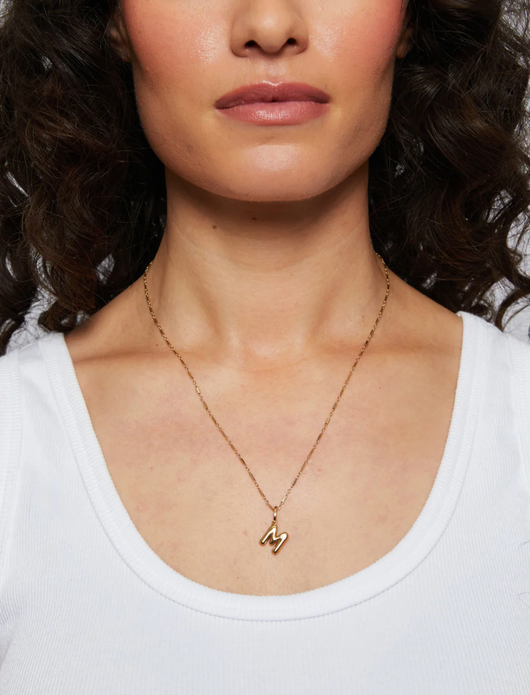 Puffy Initial Necklace Charm - Gold - M