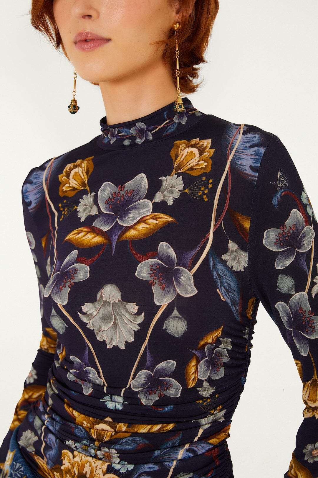 Golden Nature Jersey Blouse - Navy
