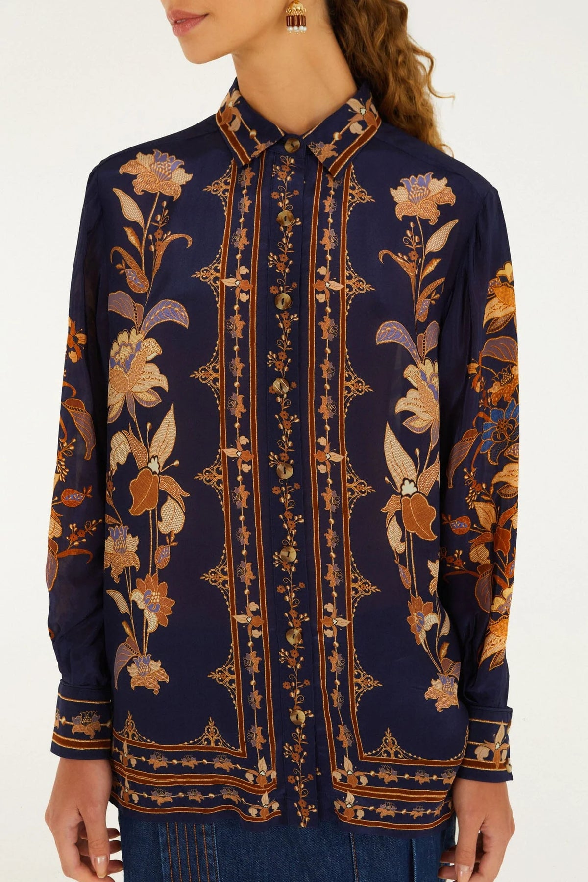 Liz Pajama Shirt - Navy Blue