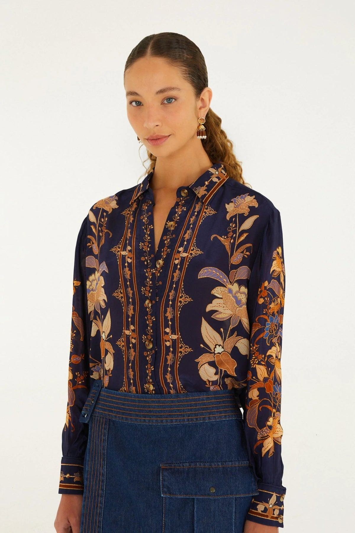 Liz Pajama Shirt - Navy Blue