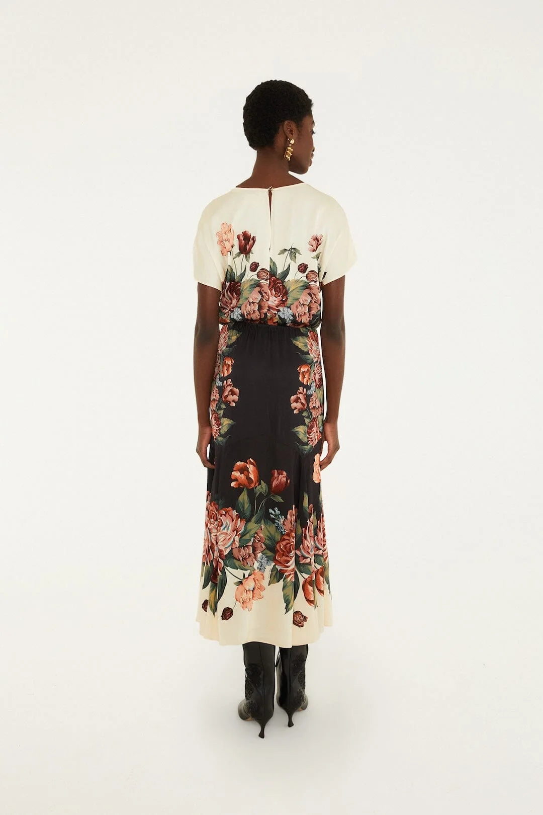 Winter Floral Maxi Dress - Cream