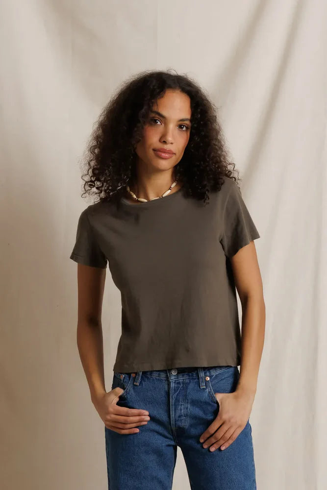 Lisa Slim Crew Tee - Dark Olive
